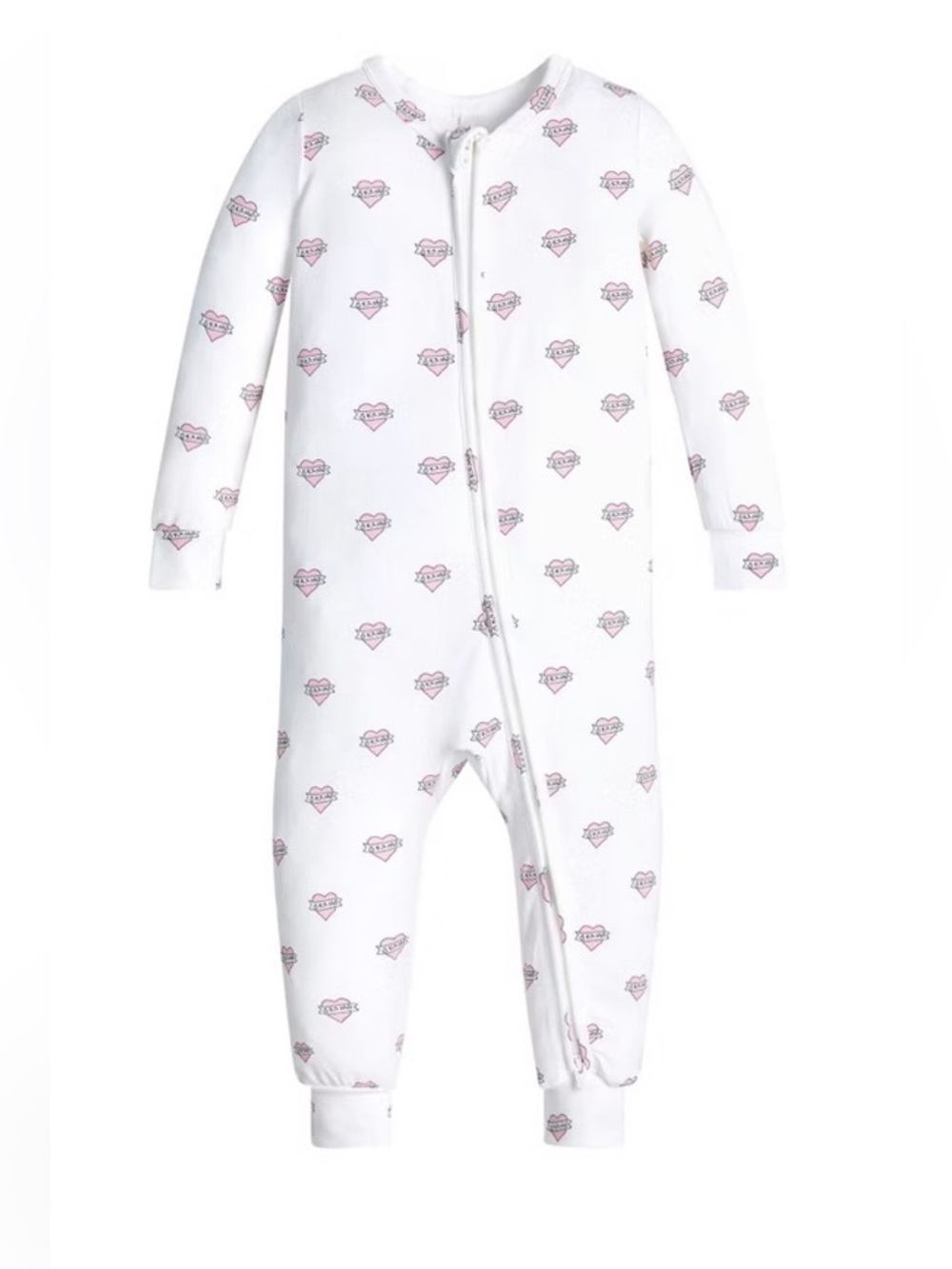 SKIMS BABY- White One-Piece with Pink Heart Print
